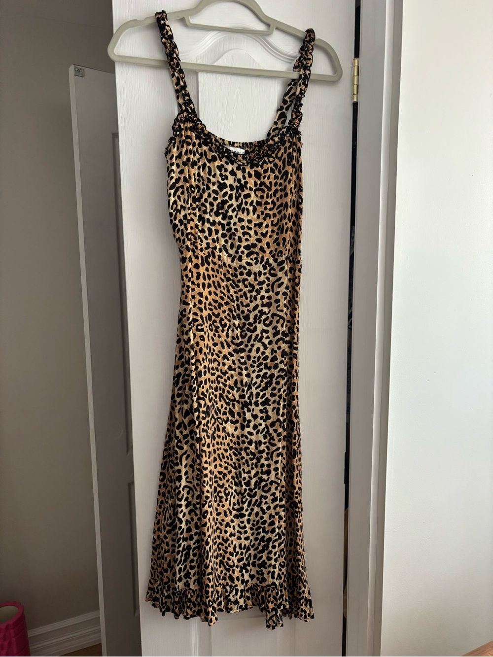 Faithfull the Brand Leopard-Print Midi Dress in Tan and Black Ptp 17”